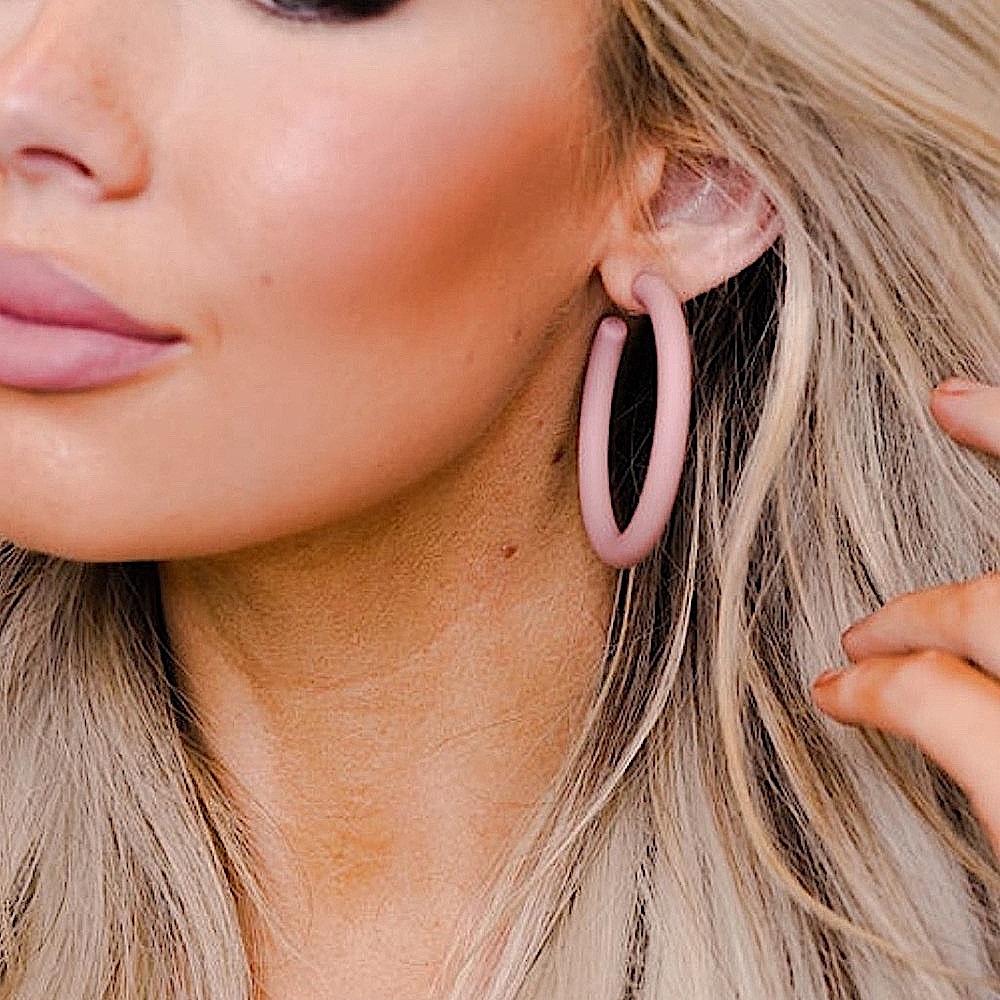 🆕🌿🩷RUE27: MAUVE 50MM Hollow Metal Hoop Earrings